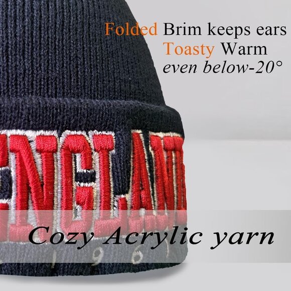 Women's Dark & Red Soft Knit Winter Hat For Cold Weather Beanie Toque Hat - Picture 4 of 6